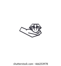 diamond, hand, icon