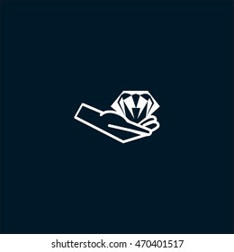 diamond, hand, icon