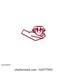 diamond, hand, icon