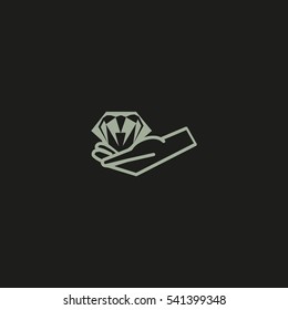 diamond, hand, icon