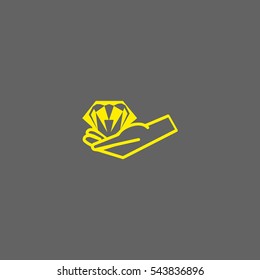 diamond, hand, icon