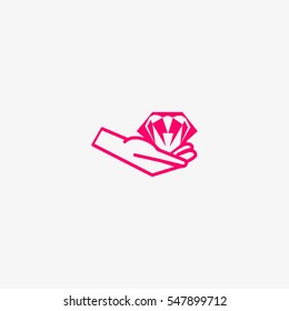 diamond, hand, icon