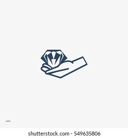 diamond, hand, icon