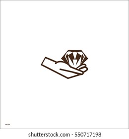 diamond, hand, icon