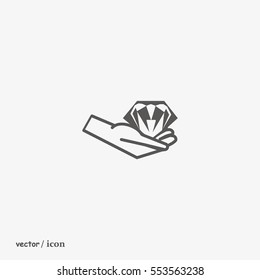 diamond, hand, icon