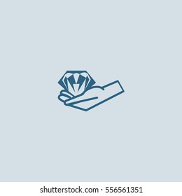 diamond, hand, icon
