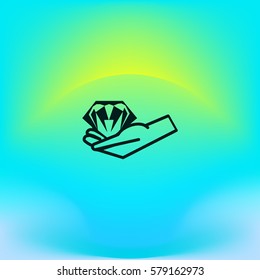 diamond, hand, icon