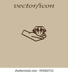 diamond, hand, icon