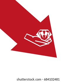 diamond, hand, icon