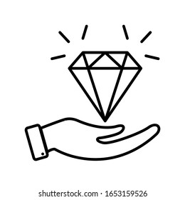 Diamond With Hand Icon Design. Diamond With Hand Icon In Trendy Flat Style Design. Vector Illustration.
