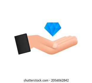 Diamond With Hand Icon Design. Diamond With Hand Icon In Trendy Flat Style Design. 3D Style Vector Illustration.