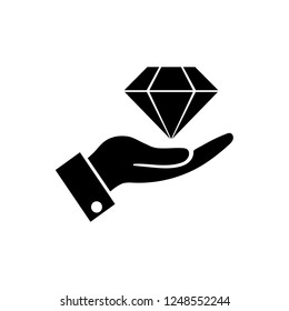Diamond in the hand icon, logo on white background