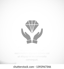 Diamond in the hand icon , lorem ipsum Flat design