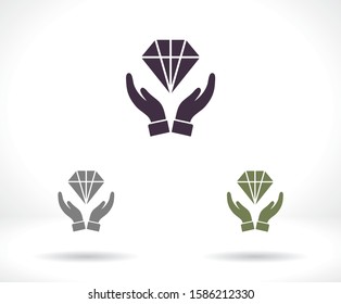 Diamond in the hand icon , lorem ipsum Flat design