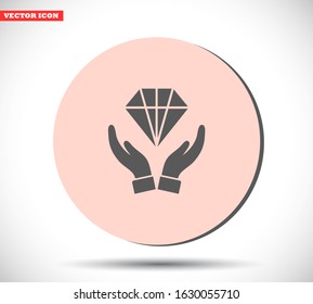 Diamond in the hand icon , lorem ipsum Flat design
