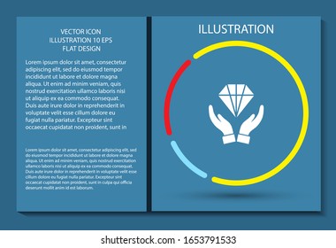 Diamond in the hand icon , lorem ipsum Flat design