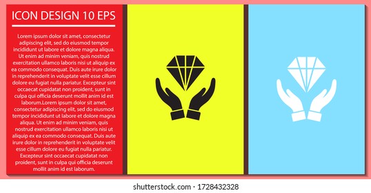 Diamond in the hand icon , lorem ipsum Flat design