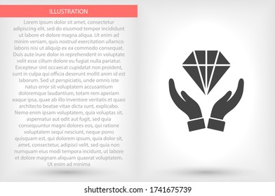Diamante en el icono de la mano , lorem ipsum Diseño plano