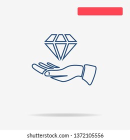 Diamond and hand icon. Vector concept illustration for design.