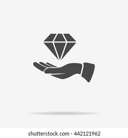 Diamond and hand icon. Vector concept illustration for design.