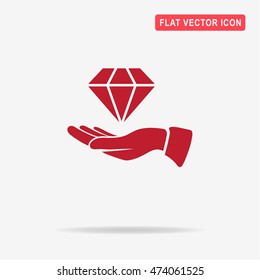 Diamond and hand icon. Vector concept illustration for design.