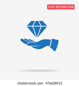 Diamond and hand icon. Vector concept illustration for design.
