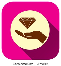 Diamond with hand icon, vector logo for your design, symbol, application, website, UI