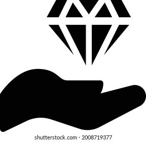 diamond hand vector glyph flat icon