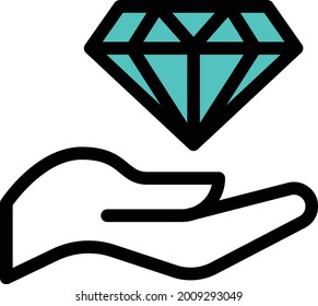 Farbsymbol der Diamanthand-Vektorlinie