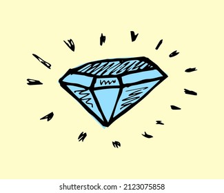 El diamante está hecho a mano. Ilustración vectorial coloreada.