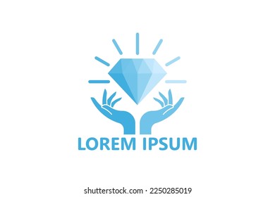Diamante en las manos diseño vectorial de la plantilla de logotipo