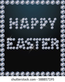 Diamond Happy Easter greeting card, vector illustration