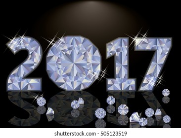Diamond Happy New 2017 Year, vector illustration