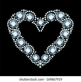 Diamond Heart On Black Background Love Stock Illustration 91750688 ...