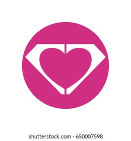 Diamond heart graphic inside a circular badge.
