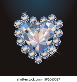 Diamond heart greeting card, vector illustration