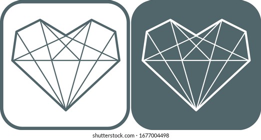 Diamond heart icon. Vector illustration