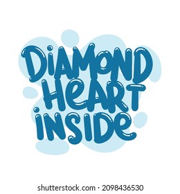 diamond heart inside quote text typography design graphic vector illustration