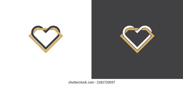 Diamond Heart Jewellery Logo Concept sign icon symbol Design. Heart Diamond Logo Design. Vector illustration logo template
