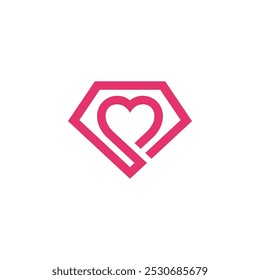 Diamond Heart Logo design vector template