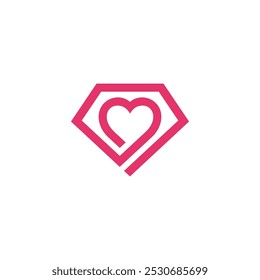 Diamond Heart Logo design vector template