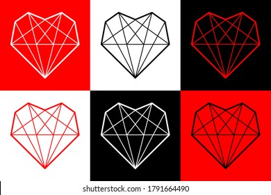 a diamond heart logo vector design