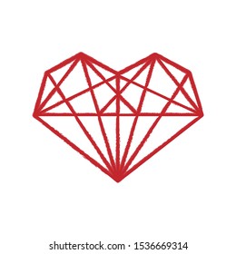 Diamond Heart Lovely vector red color design icon