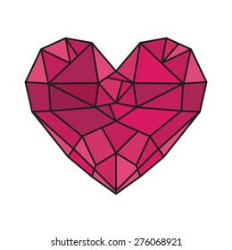Diamond heart - low poly vector heart