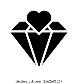 Diamond with heart shape. Concept of love, romance, and luxury.