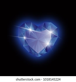 diamond heart shape on a black background, vector format