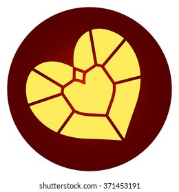 Diamond heart symbol simple icon on colorful background