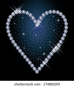 Diamond heart, vector illustration