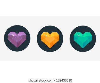 Diamond heart vector illustration in flat design