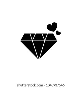 diamond with hearts icon. Element of wedding and divorce elements illustration. Premium quality graphic design icon. Signs and symbols collection icon for websites, web design on white background